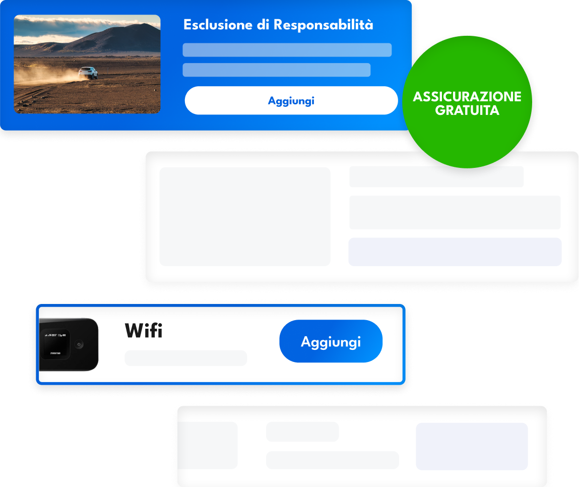Opzioni aggiuntive per il noleggio auto in Islanda, inclusa l’assicurazione di responsabilità civile gratuita e un hotspot WiFi per un viaggio on the road senza pensieri.